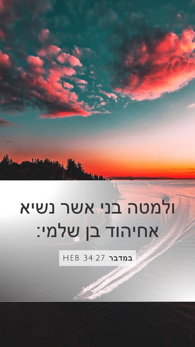 במדבר 34:27 HEB Mobile Phone Wallpaper - ולמטה בני אשר נשיא אחיהוד - Mobile Bible Verse Wallpaper