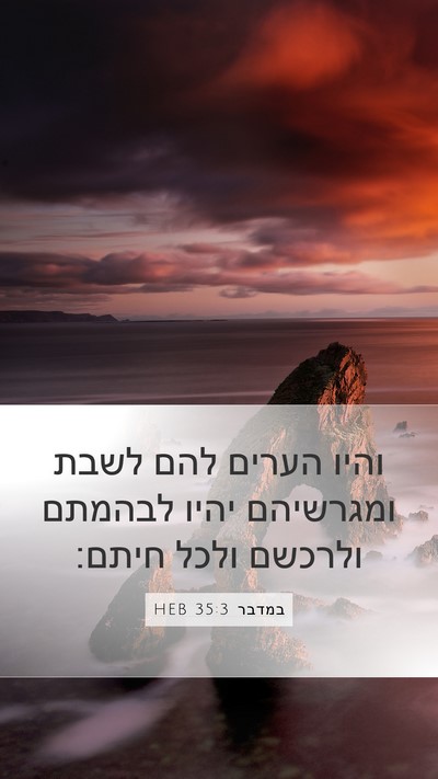 במדבר 35:3 HEB Mobile Phone Wallpaper - והיו הערים להם לשבת - Mobile Bible Verse Wallpaper