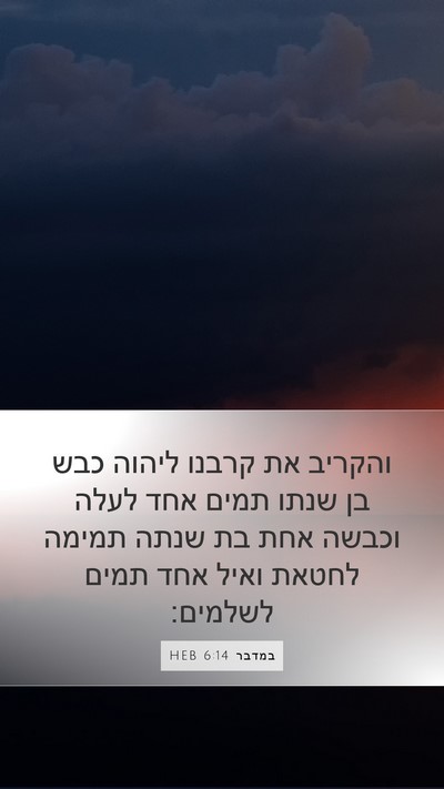 במדבר 6:14 HEB Bible Verse Image