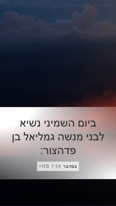 במדבר 7:54 HEB Mobile Phone Wallpaper - ביום השמיני נשיא לבני מנשה - Mobile Bible Verse Wallpaper