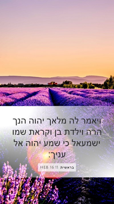 בראשית 16:11 HEB Mobile Phone Wallpaper - ויאמר לה מלאך יהוה הנך הרה - Mobile Bible Verse Wallpaper