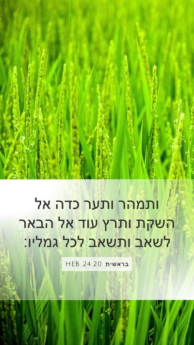 בראשית 24:20 HEB Mobile Phone Wallpaper - ותמהר ותער כדה אל השקת ותרץ - Mobile Bible Verse Wallpaper