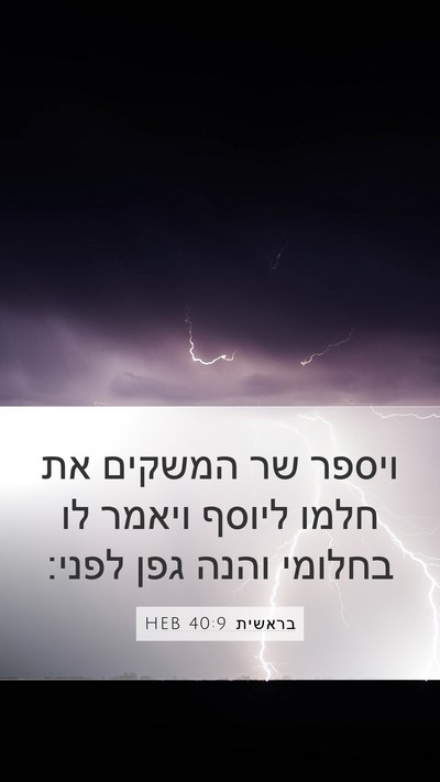 בראשית 40:9 HEB Mobile Phone Wallpaper - ויספר שר המשקים את חלמו - Mobile Bible Verse Wallpaper