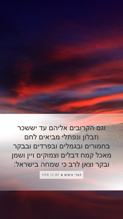 דברי הימים א 12:40 HEB Bible Verse Image