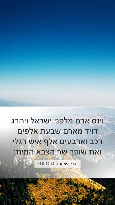 דברי הימים א 19:18 HEB Mobile Phone Wallpaper - וינס ארם מלפני ישראל ויהרג - Mobile Bible Verse Wallpaper