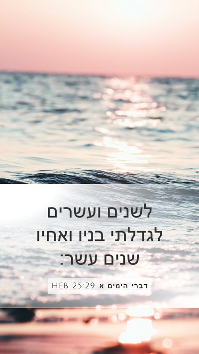 דברי הימים א 25:29 HEB Mobile Phone Wallpaper - לשנים ועשרים לגדלתי בניו - Mobile Bible Verse Wallpaper