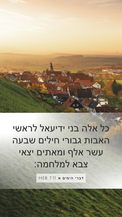 דברי הימים א 7:11 HEB Mobile Phone Wallpaper - כל אלה בני ידיעאל לראשי - Mobile Bible Verse Wallpaper