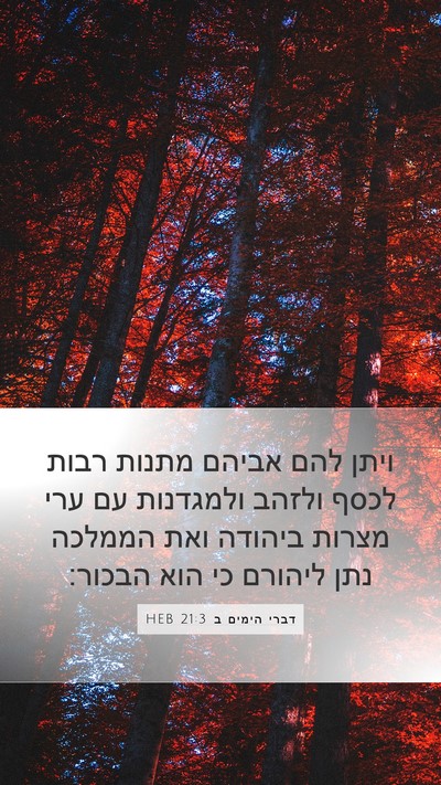 דברי הימים ב 21:3 HEB Bible Verse Image