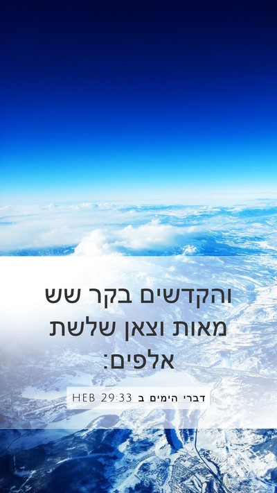 דברי הימים ב 29:33 HEB Mobile Phone Wallpaper - והקדשים בקר שש מאות וצאן - Mobile Bible Verse Wallpaper