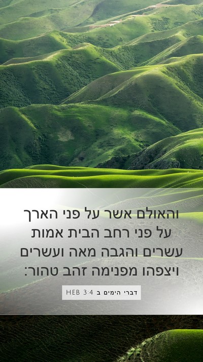 דברי הימים ב 3:4 HEB Bible Verse Image