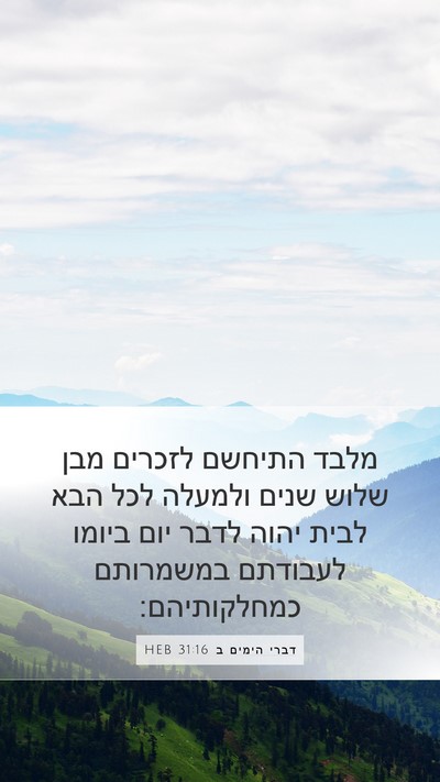 דברי הימים ב 31:16 HEB Mobile Phone Wallpaper - מלבד התיחשם לזכרים מבן - Mobile Bible Verse Wallpaper