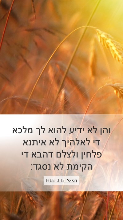 דניאל 3:18 HEB Mobile Phone Wallpaper - והן לא ידיע להוא לך מלכא די - Mobile Bible Verse Wallpaper