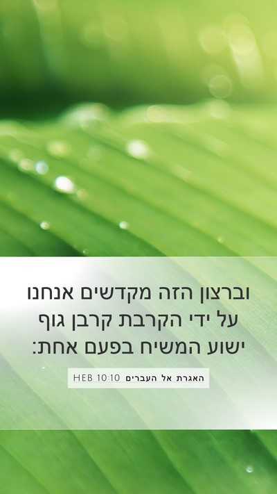 האגרת אל העברים 10:10 HEB Bible Verse Image