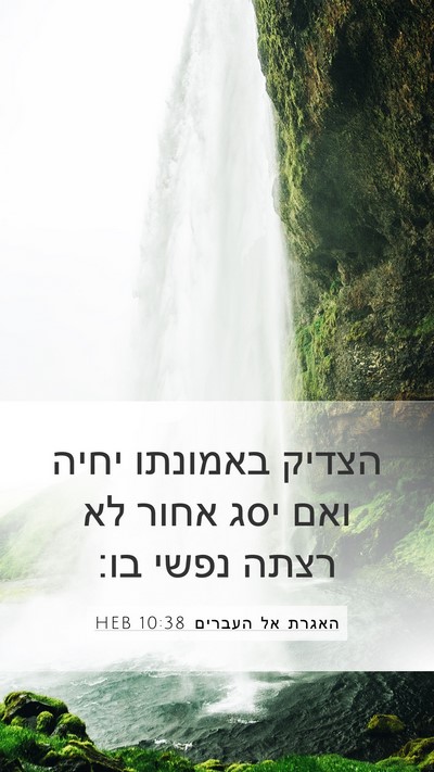 האגרת אל העברים 10:38 HEB Bible Verse Image