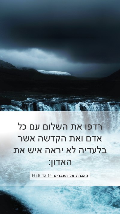 האגרת אל העברים 12:14 HEB Bible Verse Image