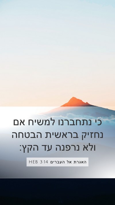 האגרת אל העברים 3:14 HEB Bible Verse Image