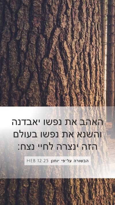 הבשורה על־פי יוחנן 12:25 HEB Bible Verse Image