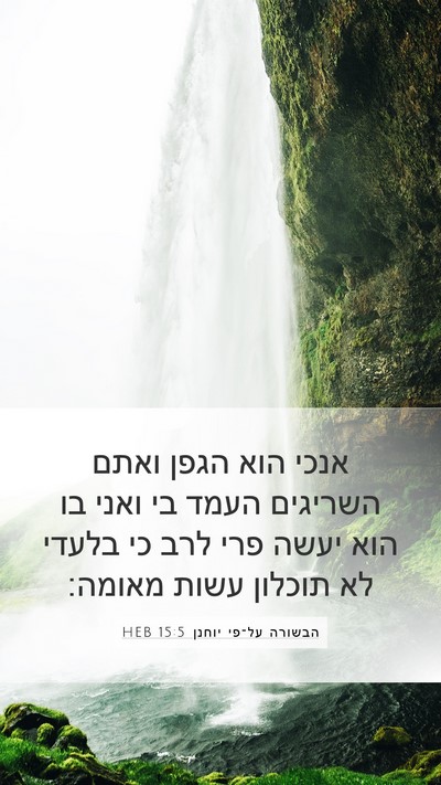 הבשורה על־פי יוחנן 15:5 HEB Bible Verse Image