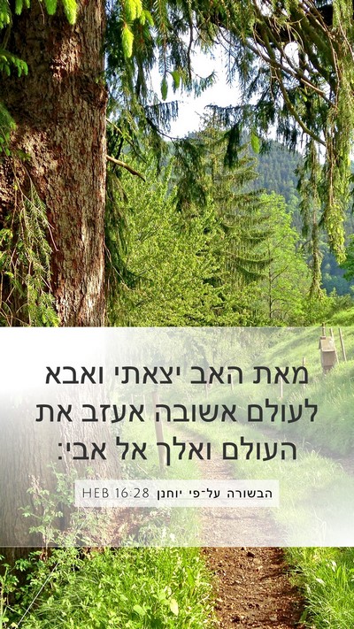 הבשורה על־פי יוחנן 16:28 HEB Bible Verse Image
