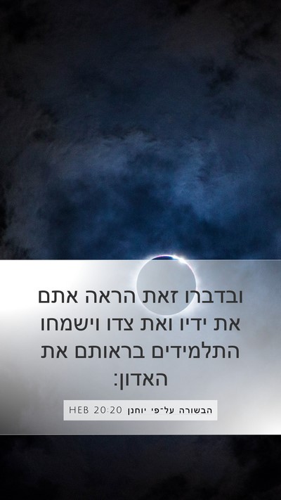 הבשורה על־פי יוחנן 20:20 HEB Bible Verse Image
