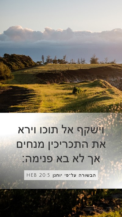 הבשורה על־פי יוחנן 20:5 HEB Mobile Phone Wallpaper - וישקף אל תוכו וירא את - Mobile Bible Verse Wallpaper