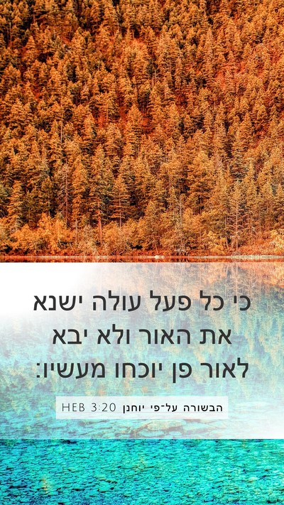 הבשורה על־פי יוחנן 3:20 HEB Bible Verse Image