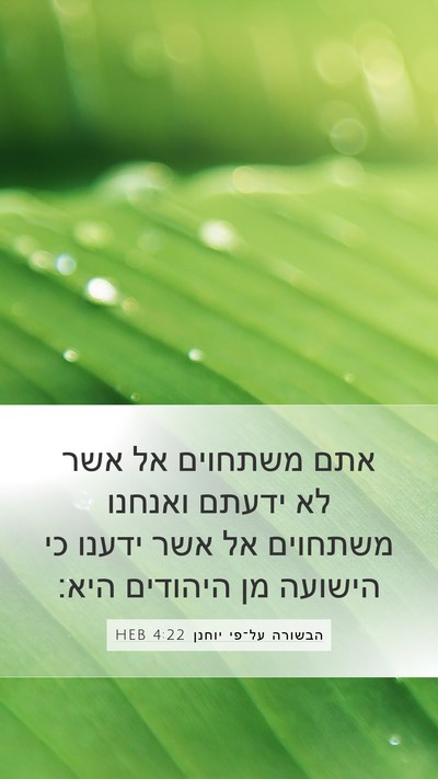 הבשורה על־פי יוחנן 4:22 HEB Bible Verse Image