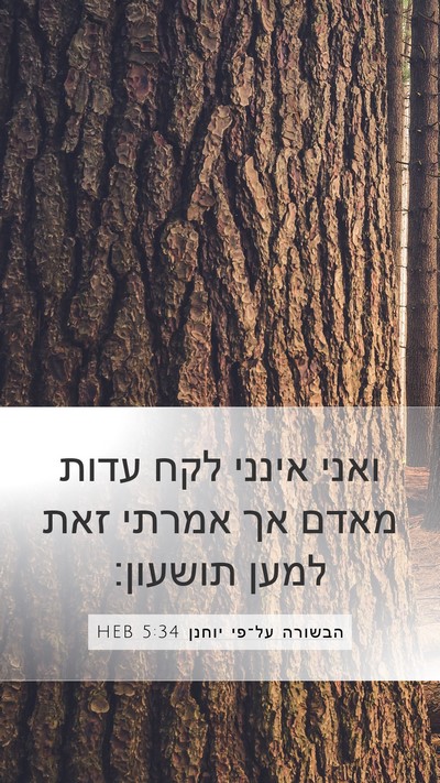 הבשורה על־פי יוחנן 5:34 HEB Bible Verse Image