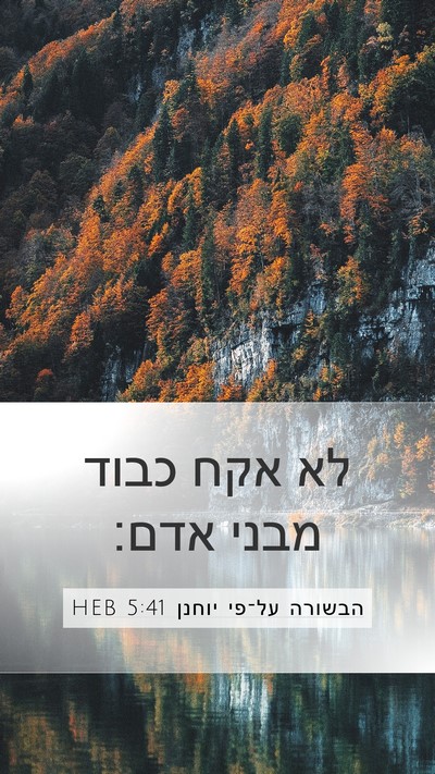 הבשורה על־פי יוחנן 5:41 HEB Bible Verse Image