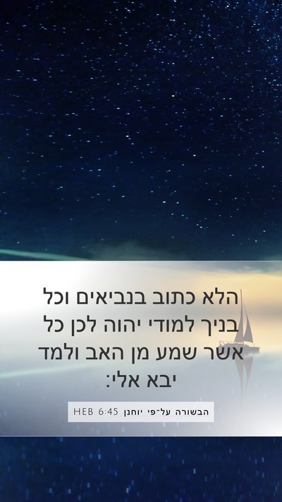 הבשורה על־פי יוחנן 6:45 HEB Bible Verse Image
