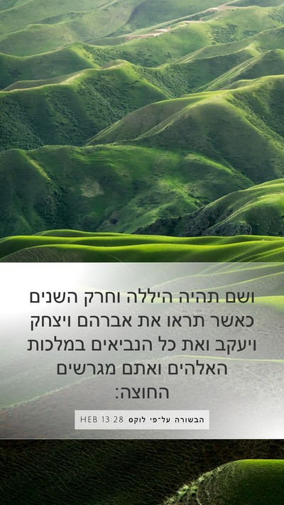 הבשורה על־פי לוקס 13:28 HEB Bible Verse Image
