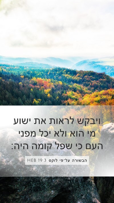 הבשורה על־פי לוקס 19:3 HEB Mobile Phone Wallpaper - ויבקש לראות את ישוע מי הוא - Mobile Bible Verse Wallpaper
