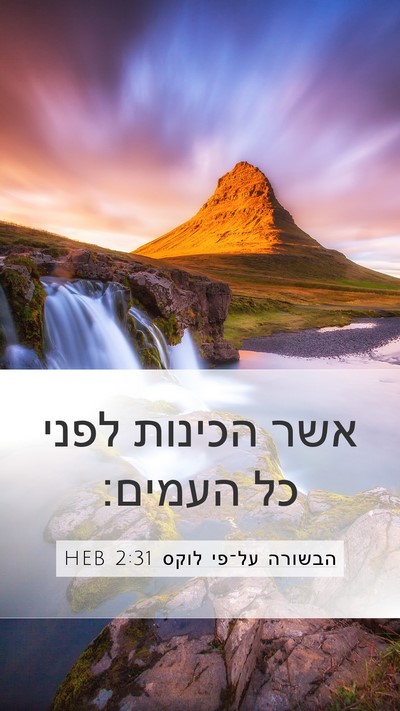 הבשורה על־פי לוקס 2:31 HEB Mobile Phone Wallpaper - אשר הכינות לפני כל - Mobile Bible Verse Wallpaper