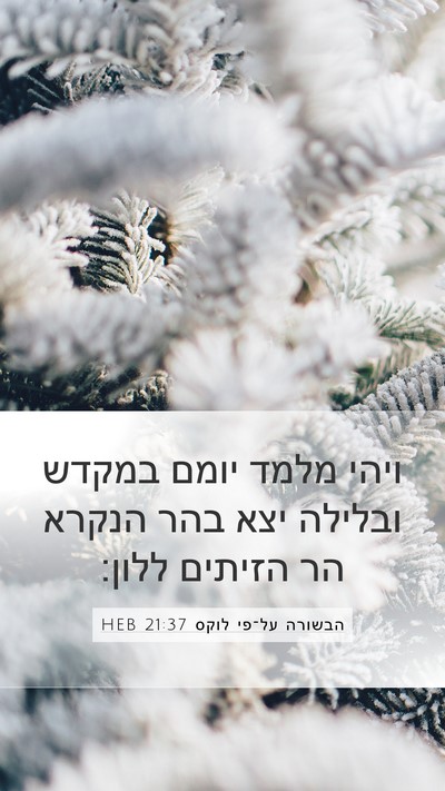 הבשורה על־פי לוקס 21:37 HEB Bible Verse Image