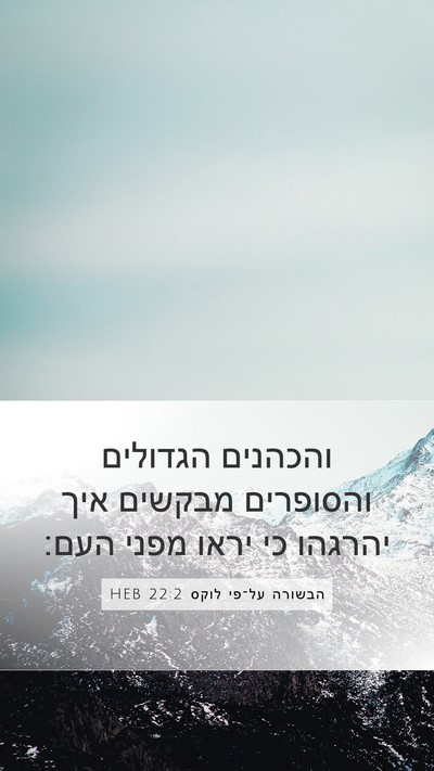 הבשורה על־פי לוקס 22:2 HEB Mobile Phone Wallpaper - והכהנים הגדולים והסופרים - Mobile Bible Verse Wallpaper