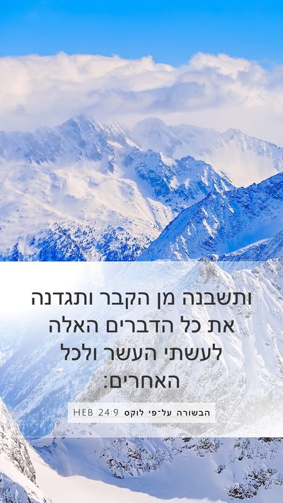 הבשורה על־פי לוקס 24:9 HEB Mobile Phone Wallpaper - ותשבנה מן הקבר ותגדנה את כל - Mobile Bible Verse Wallpaper