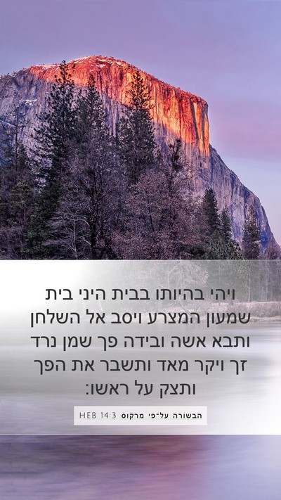 הבשורה על־פי מרקוס 14:3 HEB Bible Verse Image