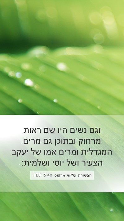 הבשורה על־פי מרקוס 15:40 HEB Bible Verse Image