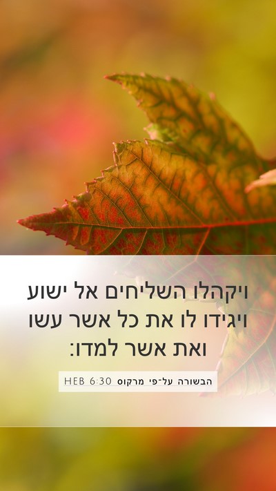 הבשורה על־פי מרקוס 6:30 HEB Bible Verse Image