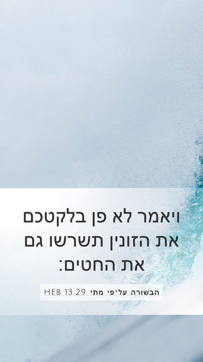 הבשורה על־פי מתי 13:29 HEB Mobile Phone Wallpaper - ויאמר לא פן בלקטכם את - Mobile Bible Verse Wallpaper