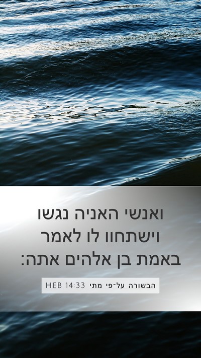 הבשורה על־פי מתי 14:33 HEB Bible Verse Image