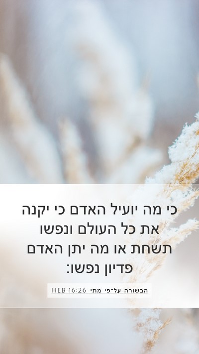 הבשורה על־פי מתי 16:26 HEB Bible Verse Image