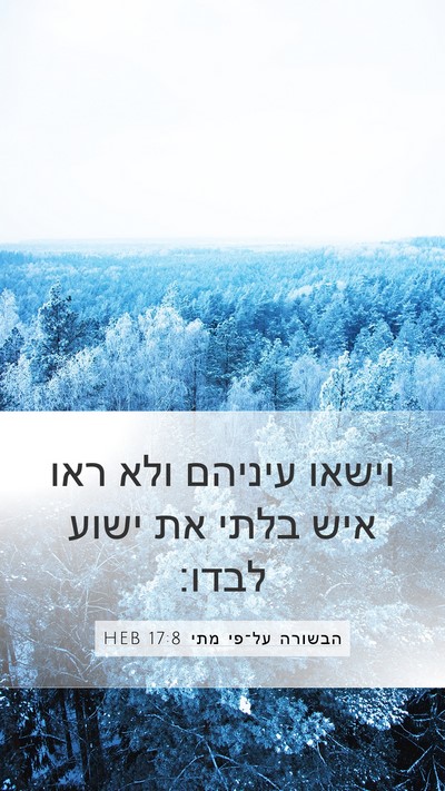 הבשורה על־פי מתי 17:8 HEB Mobile Phone Wallpaper - וישאו עיניהם ולא ראו איש - Mobile Bible Verse Wallpaper
