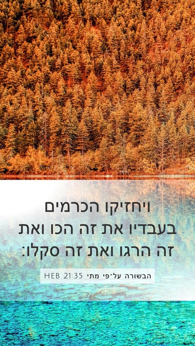 הבשורה על־פי מתי 21:35 HEB Bible Verse Image