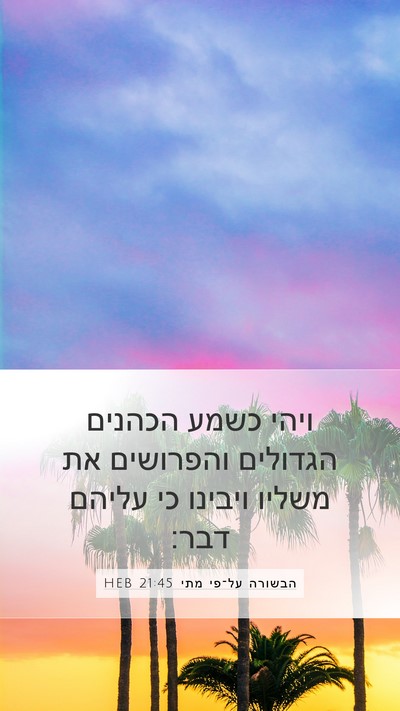 הבשורה על־פי מתי 21:45 HEB Bible Verse Image