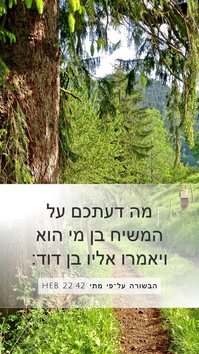 הבשורה על־פי מתי 22:42 HEB Bible Verse Image