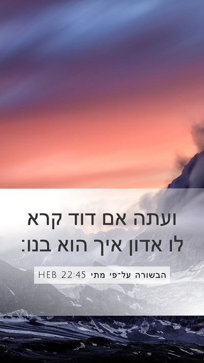 הבשורה על־פי מתי 22:45 HEB Mobile Phone Wallpaper - ועתה אם דוד קרא לו אדון איך - Mobile Bible Verse Wallpaper