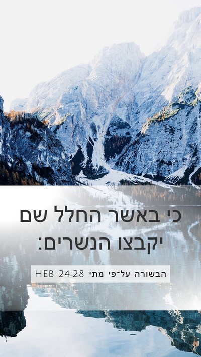 הבשורה על־פי מתי 24:28 HEB Mobile Phone Wallpaper - כי באשר החלל שם יקבצו - Mobile Bible Verse Wallpaper