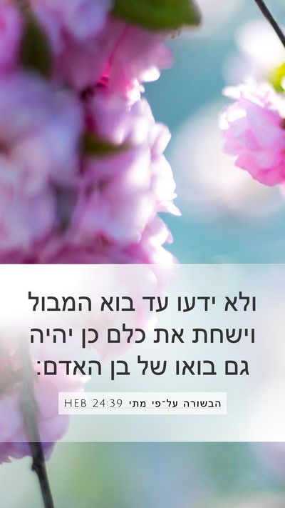 הבשורה על־פי מתי 24:39 HEB Bible Verse Image