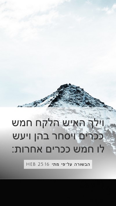 הבשורה על־פי מתי 25:16 HEB Mobile Phone Wallpaper - וילך האיש הלקח חמש ככרים - Mobile Bible Verse Wallpaper